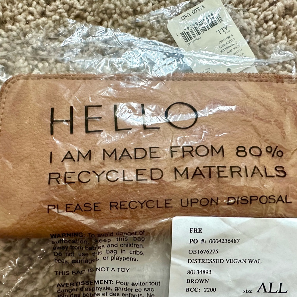 NWT Free People Distressed Brown Vegan Wallet - Picture 8 of 8